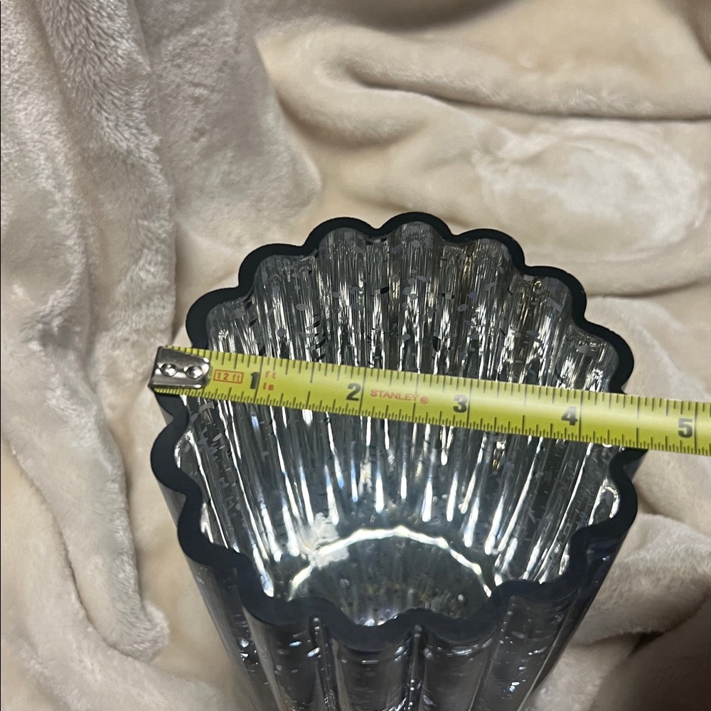 NIB 🏮 ONE IRIDESCENT BLUE/SILVER SPARKLY GLASS LANTERN LAMP VASE w/STRING LIGHTS - Picture 11 of 15